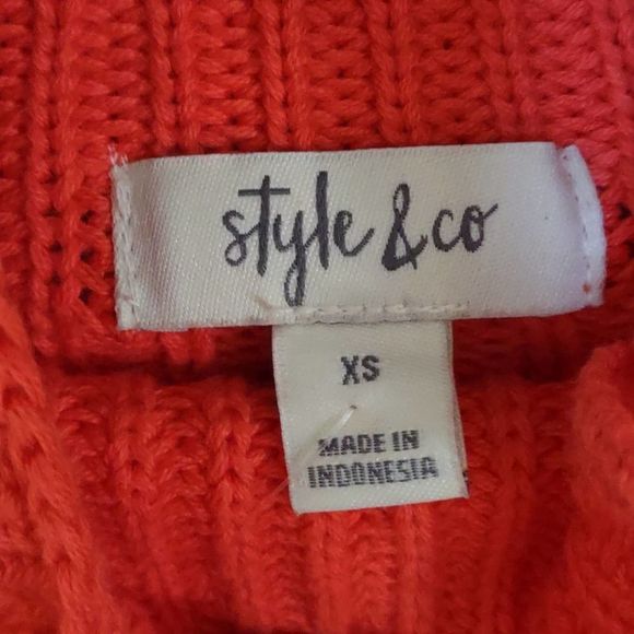 Style & Co Cotton Mock Neck Sweater Coral XS - Picture 3 of 8